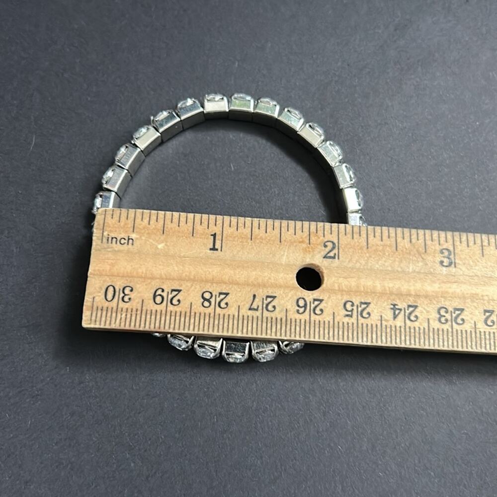 Women’s vintage silver tone dainty crystal bracelet‎ one size stretches - Picture 5 of 6